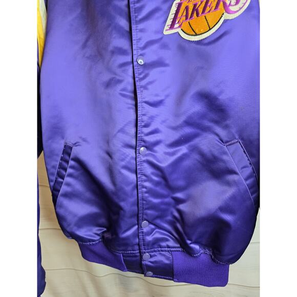 Vintage Starter NBA Los Angeles Lakers Satin Bomber Jacket Men's Sz XL - Picture 4 of 12